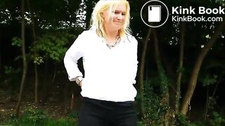 German lady relieves herself in public..