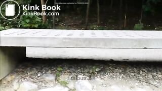German lady relieves herself in public..