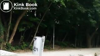 German lady relieves herself in public..