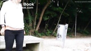 German lady relieves herself in public..