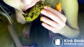 Hot girl shitting, eating it, and smearing it