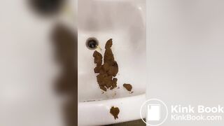 Ebony girl shits in public sink