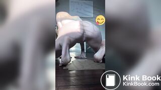 Girl shitting on a cardboard