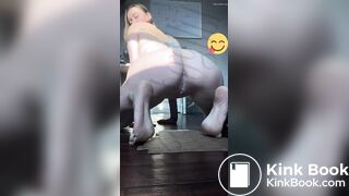Girl shitting on a cardboard
