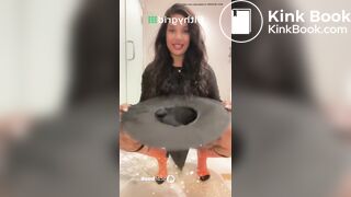 Beautiful woman shits in a hat