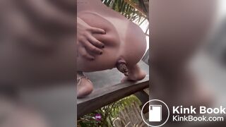 Hot girl shitting at the beach