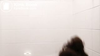 Women has diarrhea in public bathroom and gets embarras