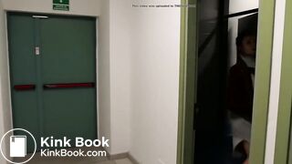 Women has diarrhea in public bathroom and gets embarras