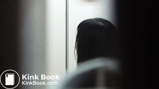 A girl who pooped outside the toilet bowl