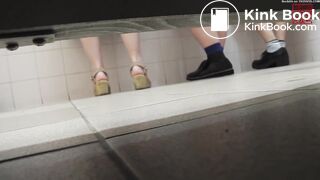 A girl who pooped outside the toilet bowl