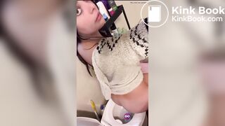Hot beautiful girl shitting in the toilette