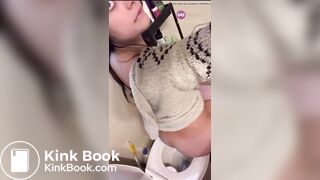 Hot beautiful girl shitting in the toilette