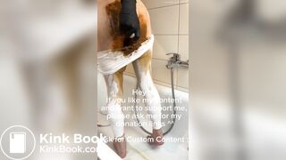 Preview Femboy enema in white Leggings and anal dildo