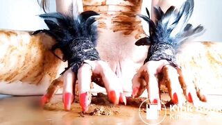 sexy masked girl shitting and smearing in costume