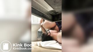 Beautiful Chinese girl poop on slave mouse
