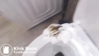 Woman fills toilet with diarrhea