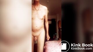 naked and crossdressing in bedroom