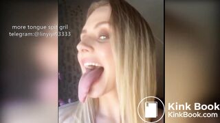 Girl's sexy long tongue 7