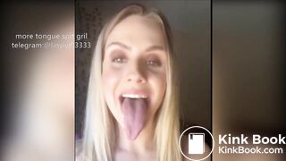 Girl's sexy long tongue 7