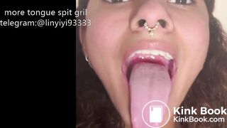 Girl's sexy long tongue 10