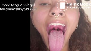 Girl's sexy long tongue 10