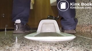 Japanese Guy Squat Toilet Pooping and Wiping