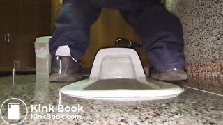 Japanese Guy Squat Toilet Pooping and Wiping