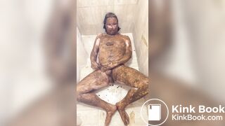 Gay scat pig full body smear and shitwank