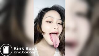 Girl's sexy long tongue 12