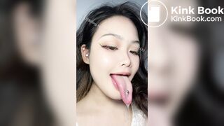 Girl's sexy long tongue 12