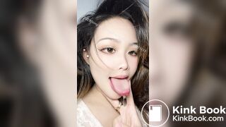 Girl's sexy long tongue 12