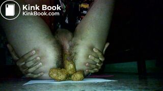 Watch this hairy tight hole getting stretched by thick creamy turds
