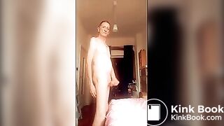 naked and crossdressing in bedroom
