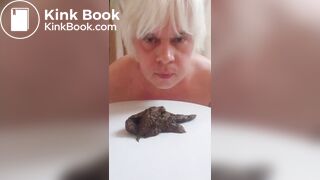 Toilet slave Armands Lusis grab scat with mouth, taped off mouth and swallow all