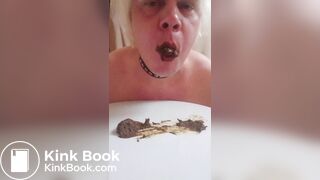 Toilet slave Armands Lusis grab scat with mouth, taped off mouth and swallow all