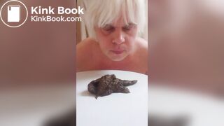 Toilet slave Armands Lusis grab scat with mouth, taped off mouth and swallow all