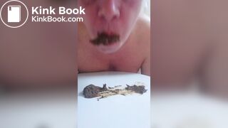 Toilet slave Armands Lusis grab scat with mouth, taped off mouth and swallow all