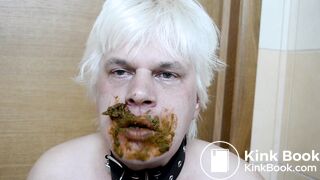 Collared dog named Armands Lusis play&enjoy Owner's poop. Pet is become scat addicted