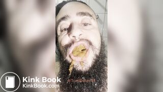 Liquid shit in mouth