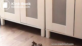 Red dress Ana shits on the floor