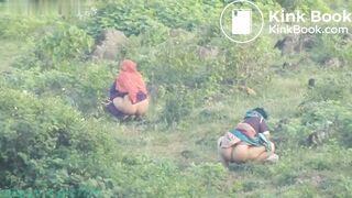 2 Desi aunties outdoor shitting in nature