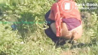 2 Desi aunties outdoor shitting in nature