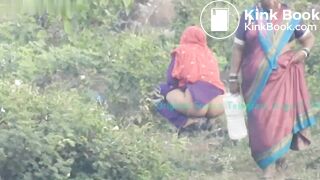 2 Desi aunties outdoor shitting in nature