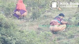 2 Desi aunties outdoor shitting in nature