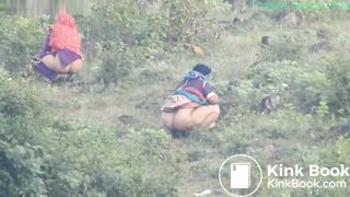 2 Desi aunties outdoor shitting in nature