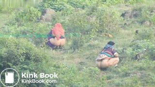 2 Desi aunties outdoor shitting in nature