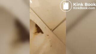 Girl releasing Diarrhea in squat toilet