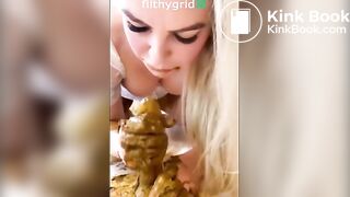 Blonde Brit dildo shit, smear & BJ