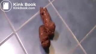 Oiled up ass taking a fat shit