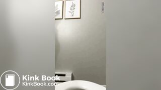 Blonde pooping and peeing on toilet video 3